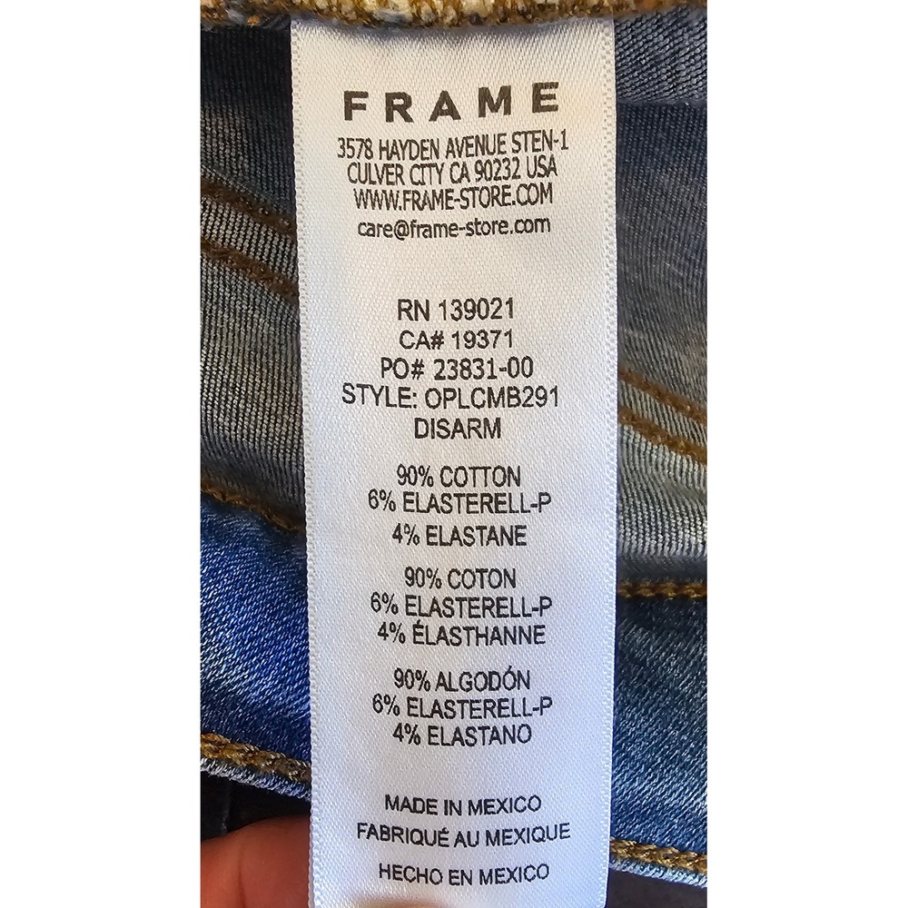 FRAME Le Crop Mini Boot Jeans Disarm‎ Blue High Rise Cropped Flare Size 31 - Picture 7 of 9